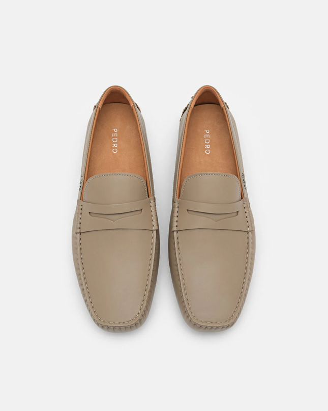 Leather Penny Driving Shoes - Taupe