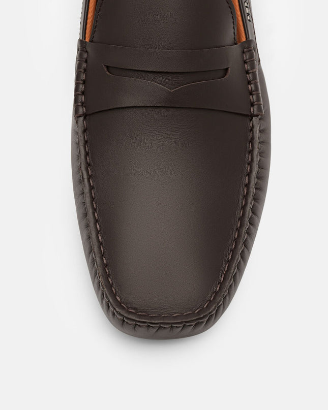 Leather Penny Driving Shoes - Dark Brown