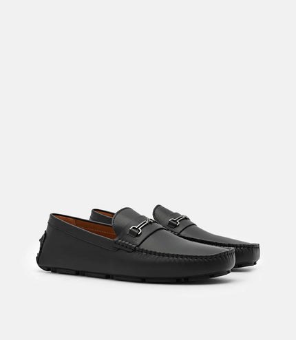 Alistair Leather Horsebit Driving Shoes - Black