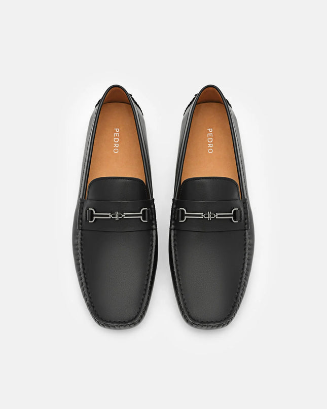 Alistair Leather Horsebit Driving Shoes - Black