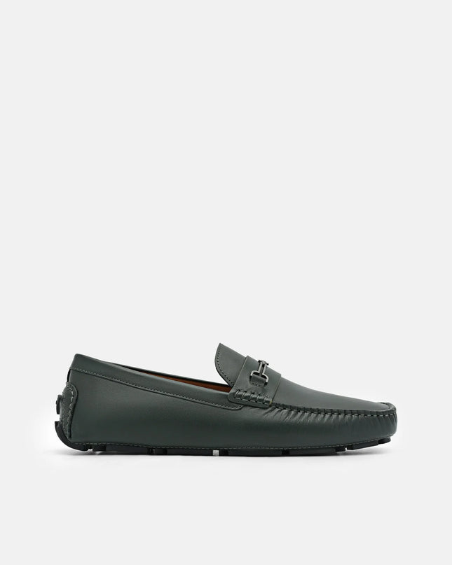 Alistair Leather Horsebit Driving Shoes - Dark Green