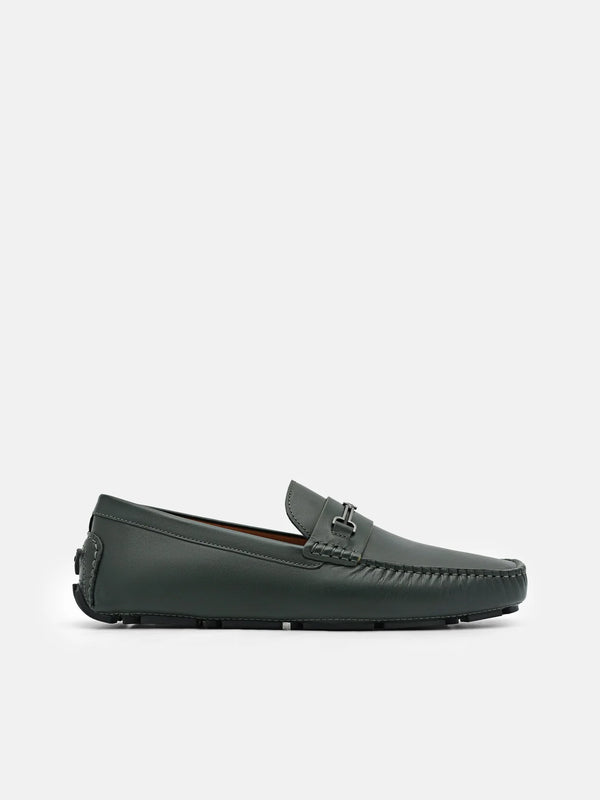 Alistair Leather Horsebit Driving Shoes - Dark Green