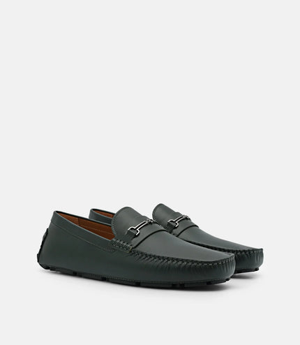 Alistair Leather Horsebit Driving Shoes - Dark Green