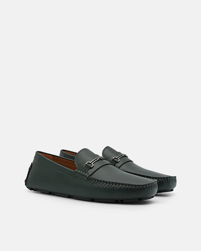 Alistair Leather Horsebit Driving Shoes - Dark Green