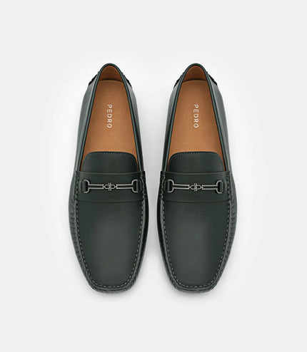 Alistair Leather Horsebit Driving Shoes - Dark Green