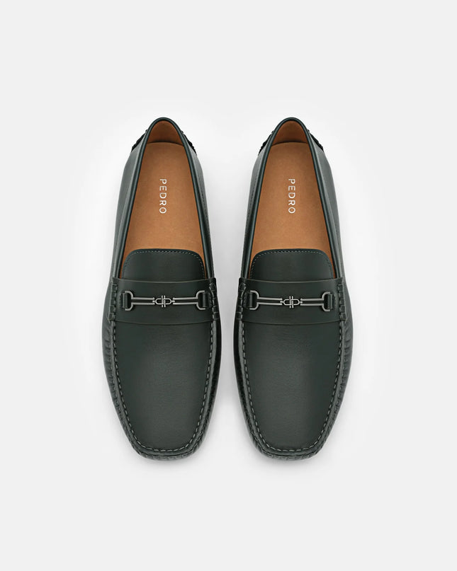 Alistair Leather Horsebit Driving Shoes - Dark Green