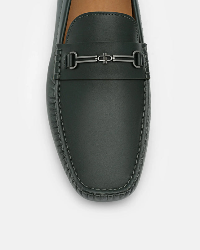 Alistair Leather Horsebit Driving Shoes - Dark Green