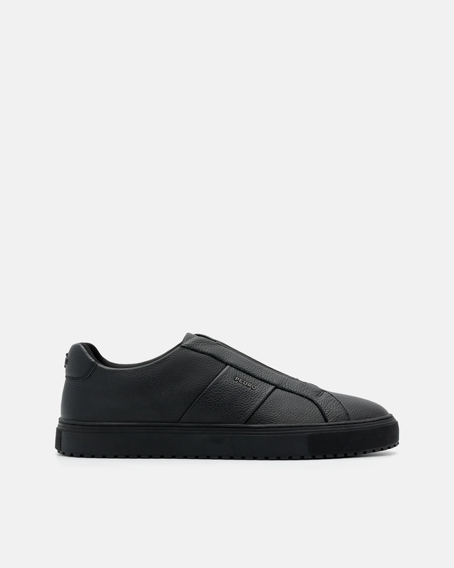 Leather Court Sneakers - Black