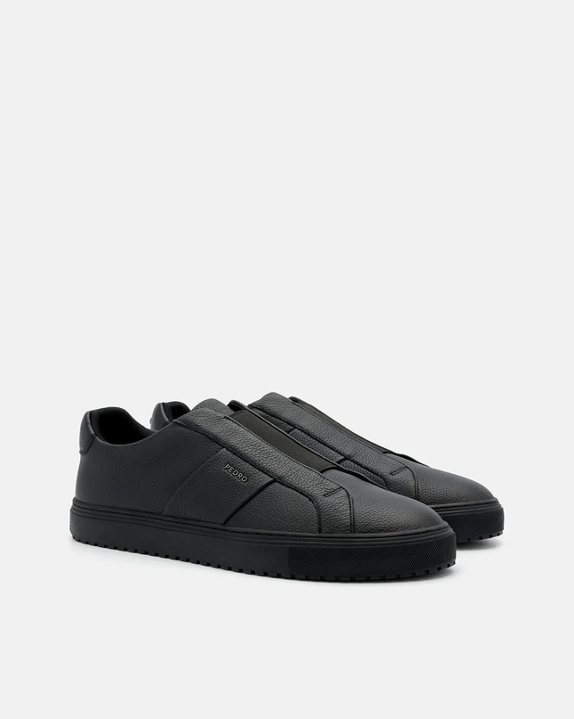 Leather Court Sneakers - Black