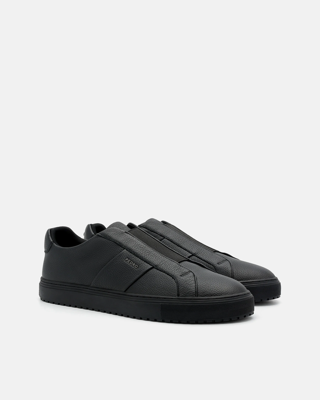 Leather Court Sneakers - Black