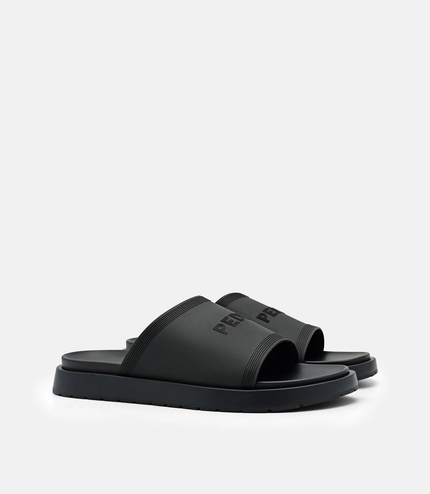 Rubber Slide Sandals - Black