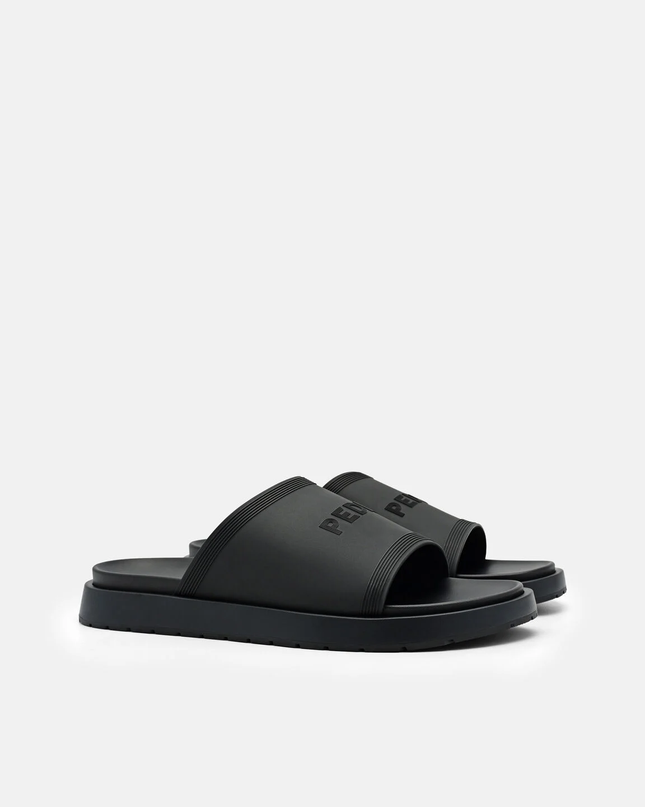 Rubber Slide Sandals - Black