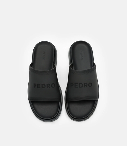 Rubber Slide Sandals - Black