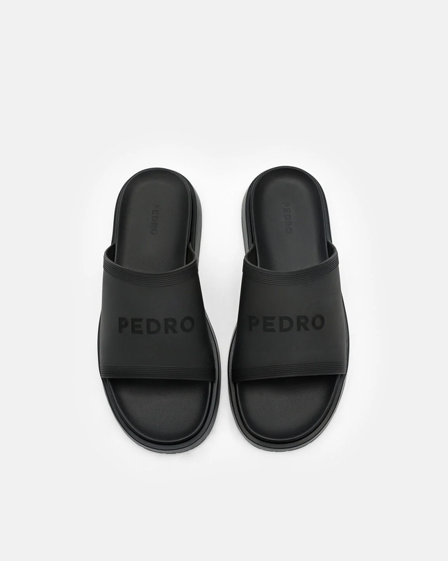Rubber Slide Sandals - Black
