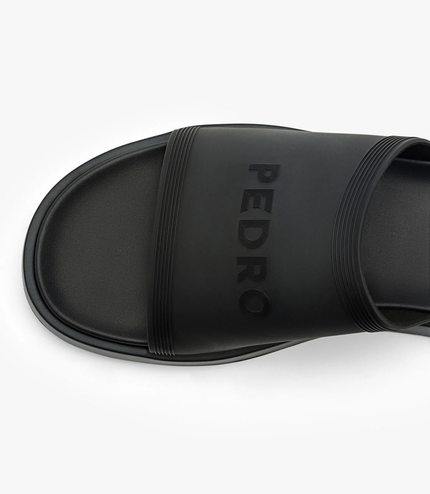 Rubber Slide Sandals - Black