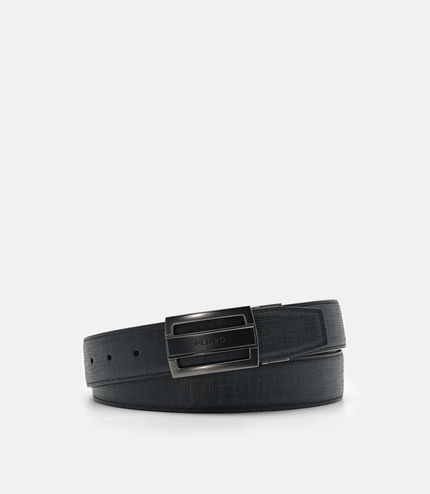 Grid Leather Reversible Tang Belt