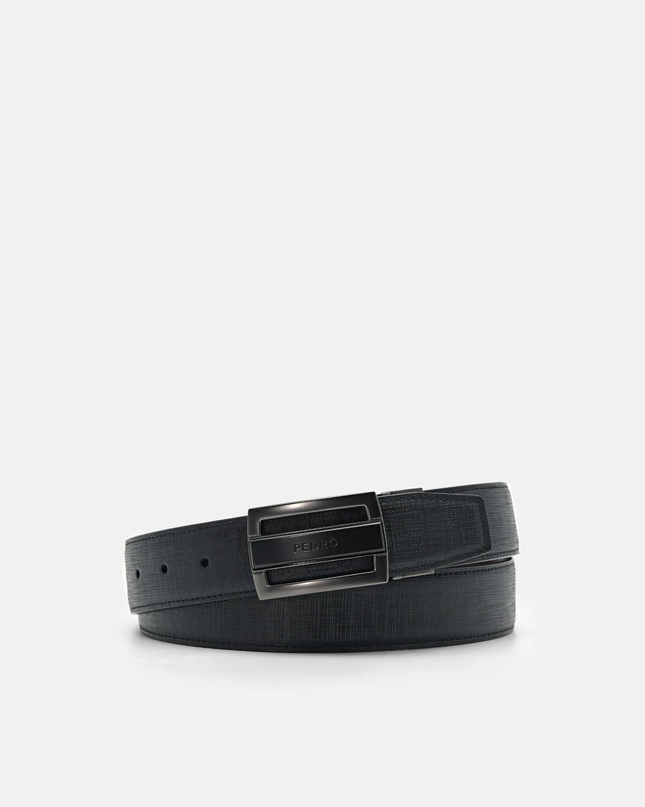 Grid Leather Reversible Tang Belt