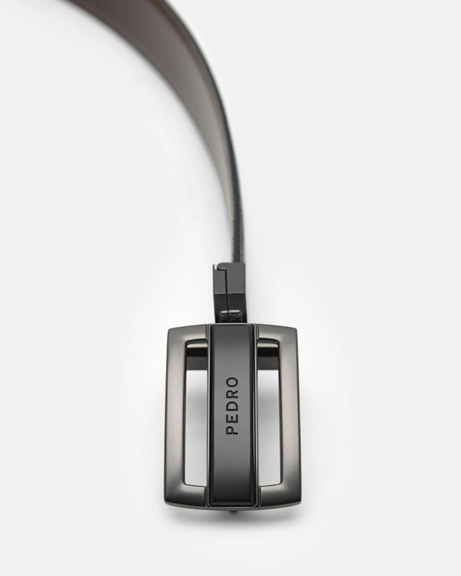 Grid Leather Reversible Tang Belt