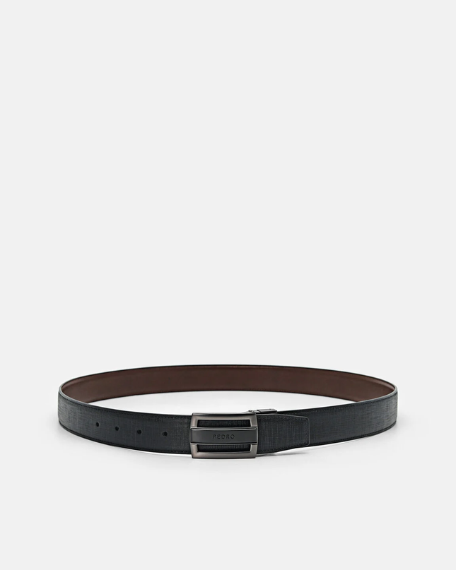 Grid Leather Reversible Tang Belt