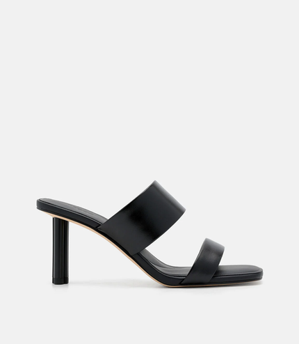 Leather Heel Sandals - Black