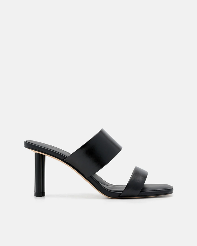 Leather Heel Sandals - Black