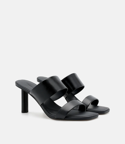 Leather Heel Sandals - Black