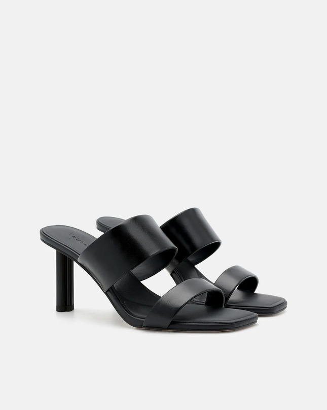 Leather Heel Sandals - Black