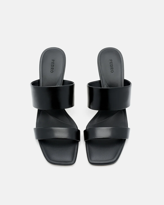 Leather Heel Sandals - Black