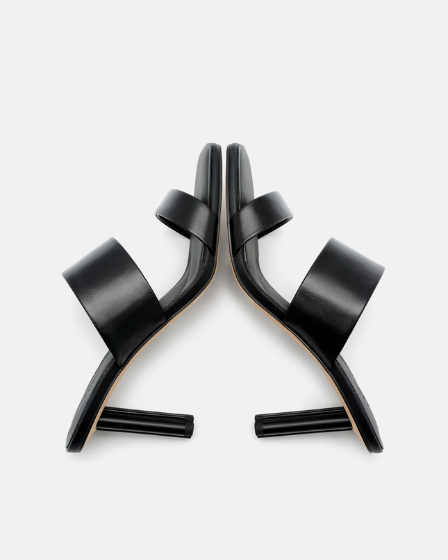 Leather Heel Sandals - Black