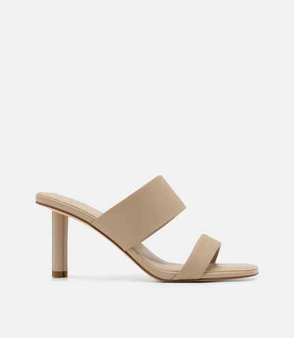 Leather Heel Sandals - Taupe