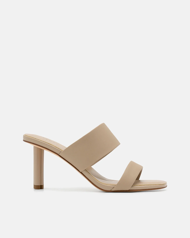 Leather Heel Sandals - Taupe