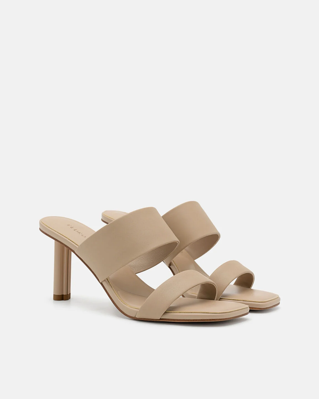 Leather Heel Sandals - Taupe