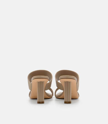 Leather Heel Sandals - Taupe