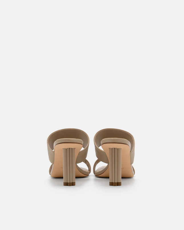 Leather Heel Sandals - Taupe