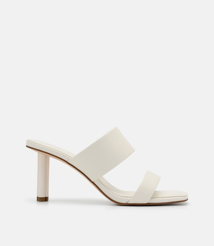 Leather Heel Sandals - Chalk