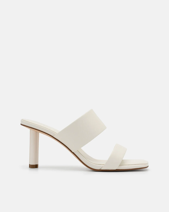 Leather Heel Sandals - Chalk
