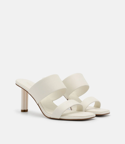 Leather Heel Sandals - Chalk