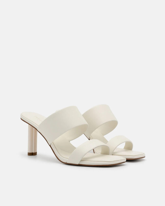 Leather Heel Sandals - Chalk