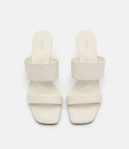 Leather Heel Sandals - Chalk