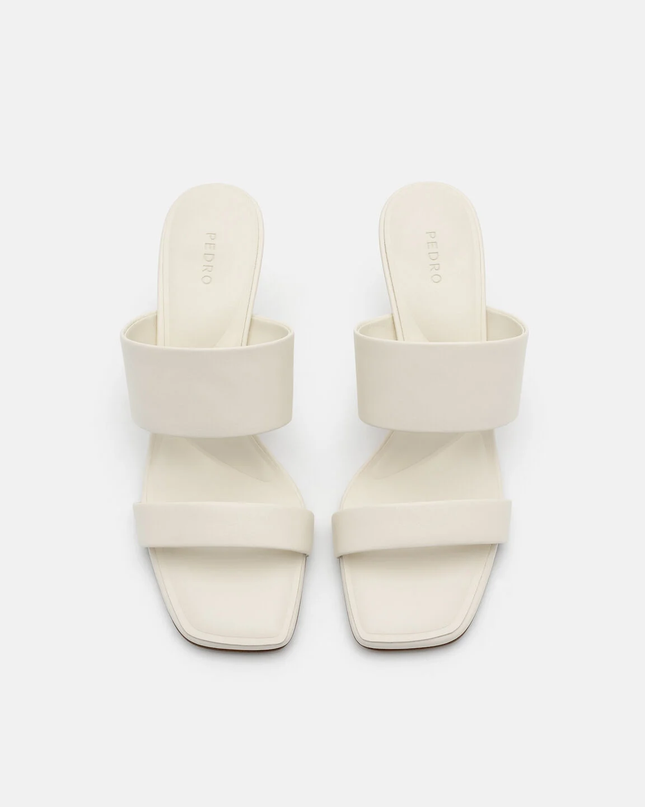 Leather Heel Sandals - Chalk