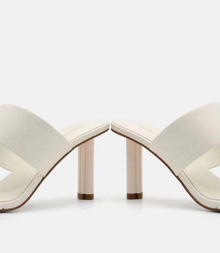 Leather Heel Sandals - Chalk
