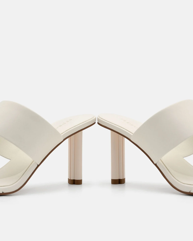 Leather Heel Sandals - Chalk