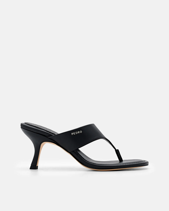 Thong Heel Sandals - Black
