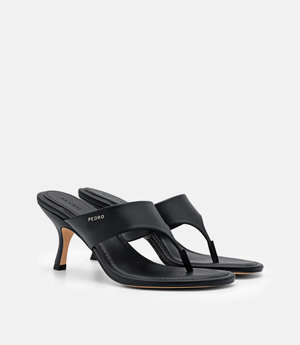 Thong Heel Sandals - Black