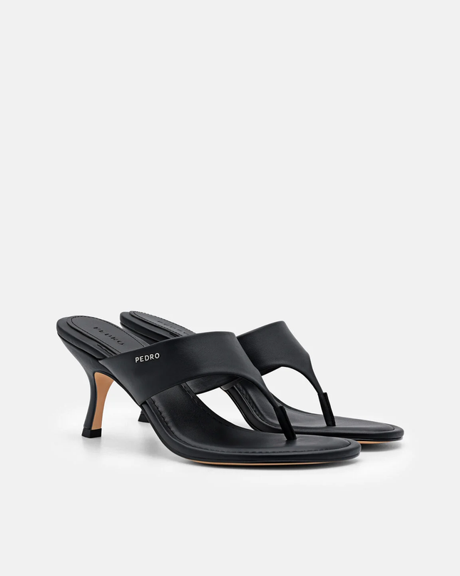 Thong Heel Sandals - Black
