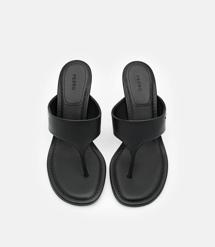 Thong Heel Sandals - Black