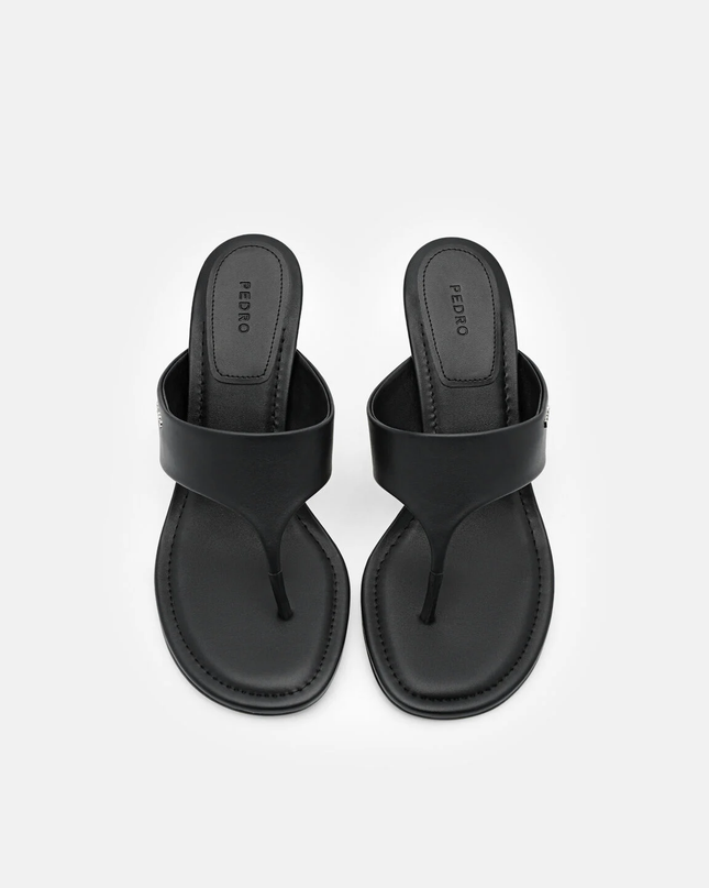 Thong Heel Sandals - Black