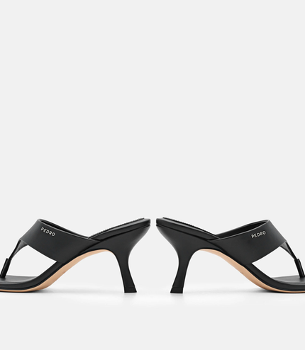 Thong Heel Sandals - Black