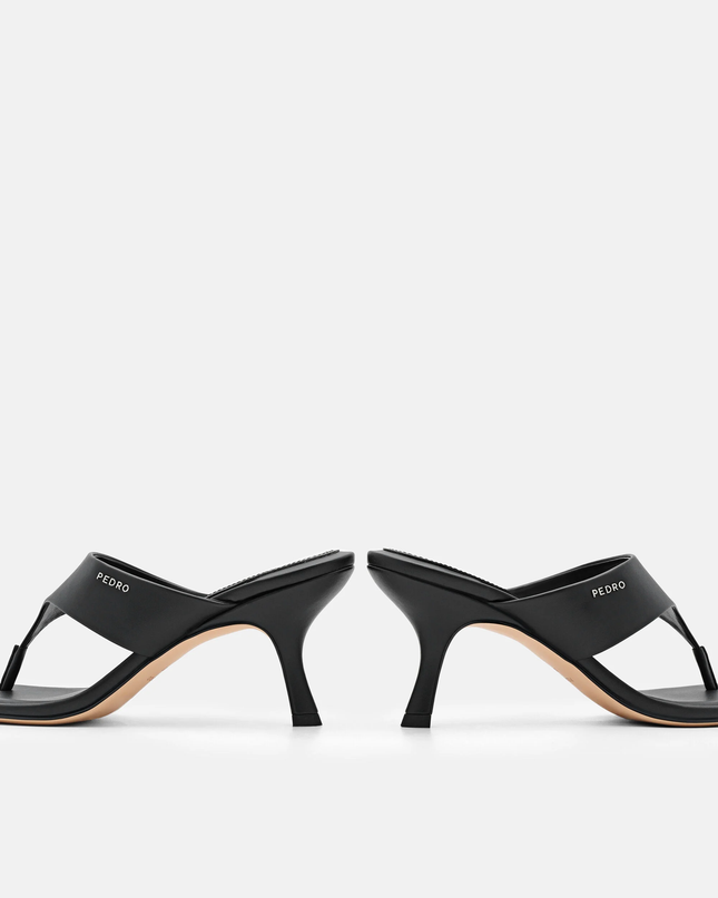 Thong Heel Sandals - Black
