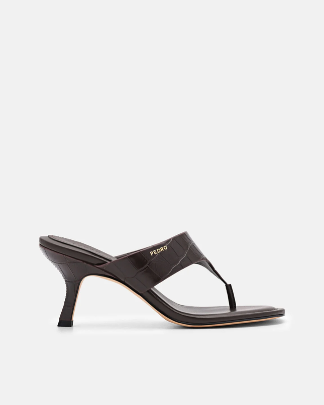 Thong Heel Sandals - Dark Brown